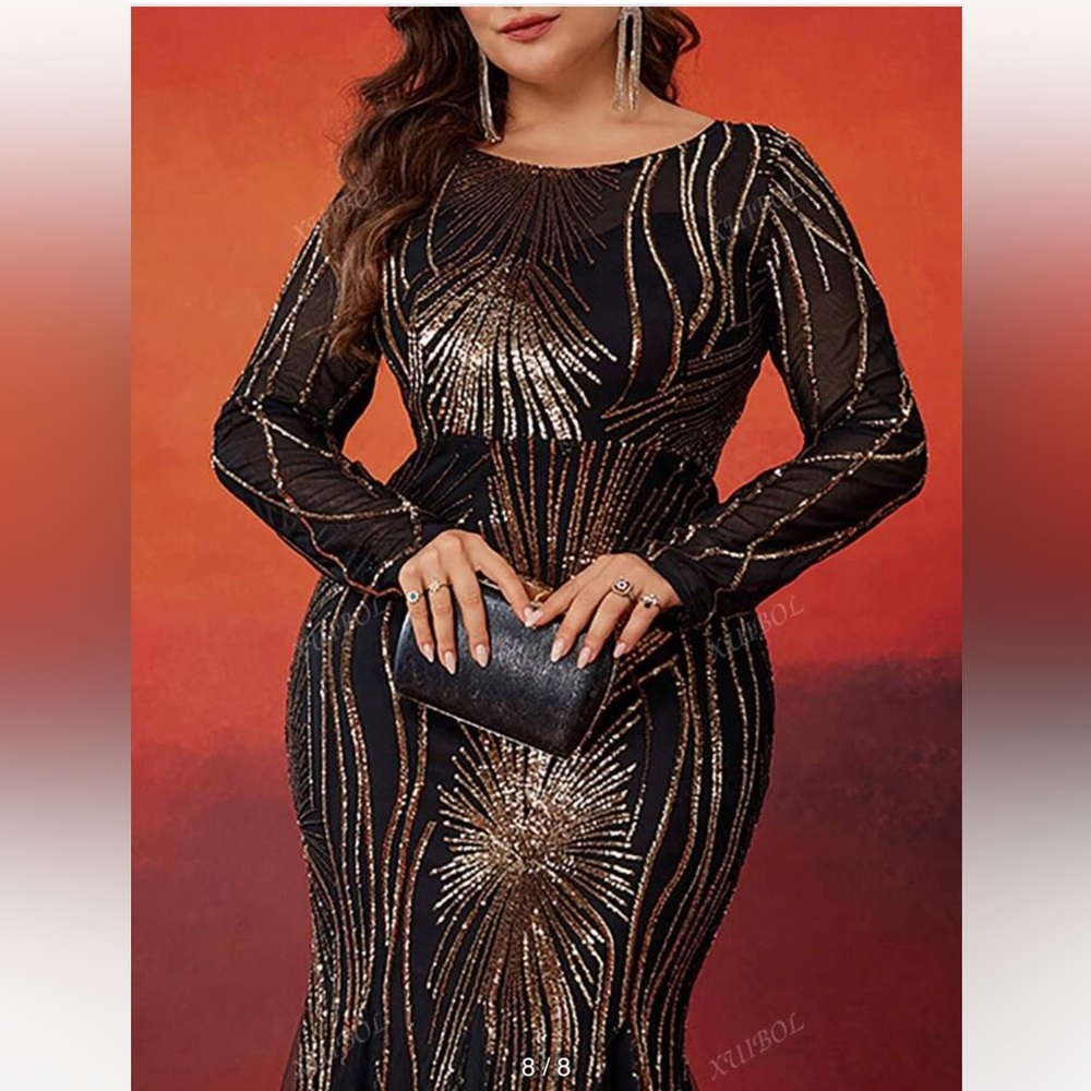 Elegant Black and Gold Evening Dress